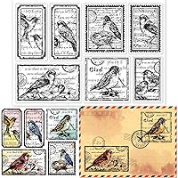 GLOBLELAND Vintage Flower and Bird Text Clear Stamps for Scrapbooking Emotional Text Transparent Stamps Travel Style Silicone Clear Stamp Seals for DIY Envelope Decorative Cards Making