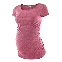 Decrum Pink Maternity Shirts for Women - Pregnancy Shirt [40022203] | Plain Heather Pink, M