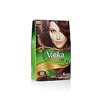 Dabur Vatika Henna Hair Color - Henna Hair Dye, Henna Hair Color and Conditioner, Zero Ammonia Henna for Strong and Shiny Hair, 100% Grey Coverage, 6 Sachets X 10g (Natural Brown)