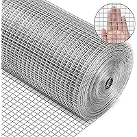 Hardware Cloth 1/4 Inch 48 in x 100 ft 19 Gauge, Hot Dip Galvanized Wire Mesh Rolls Welded Chicken Wire Fencing for Poultry Netting Cage Wire Fence, Silver