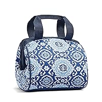 Fit & Fresh Charlotte Adult Insulated Lunch Bag with Carry Handles, Navy Medallion Bloom
