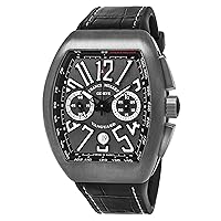 Franck Muller Vanguard Mens Automatic Date Chronograph Titanium Face Black Rubber Strap Watch V 45 CC DT TT BR.NR