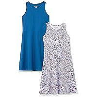 Amazon Essentials Girls and Toddlers' Knit Sleeveless Tank Play Dress-Discontinued Colors, Pack of 2