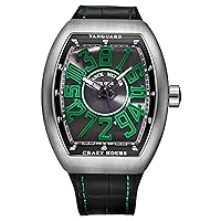 Men's 45CHTTBRVR 'Vanguard' Silver/Green Crazy Hour Dial Titanium Automatic Watch