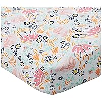 HonestBaby Girls Organic Cotton Changing Pad Cover, Flower Power, One Size