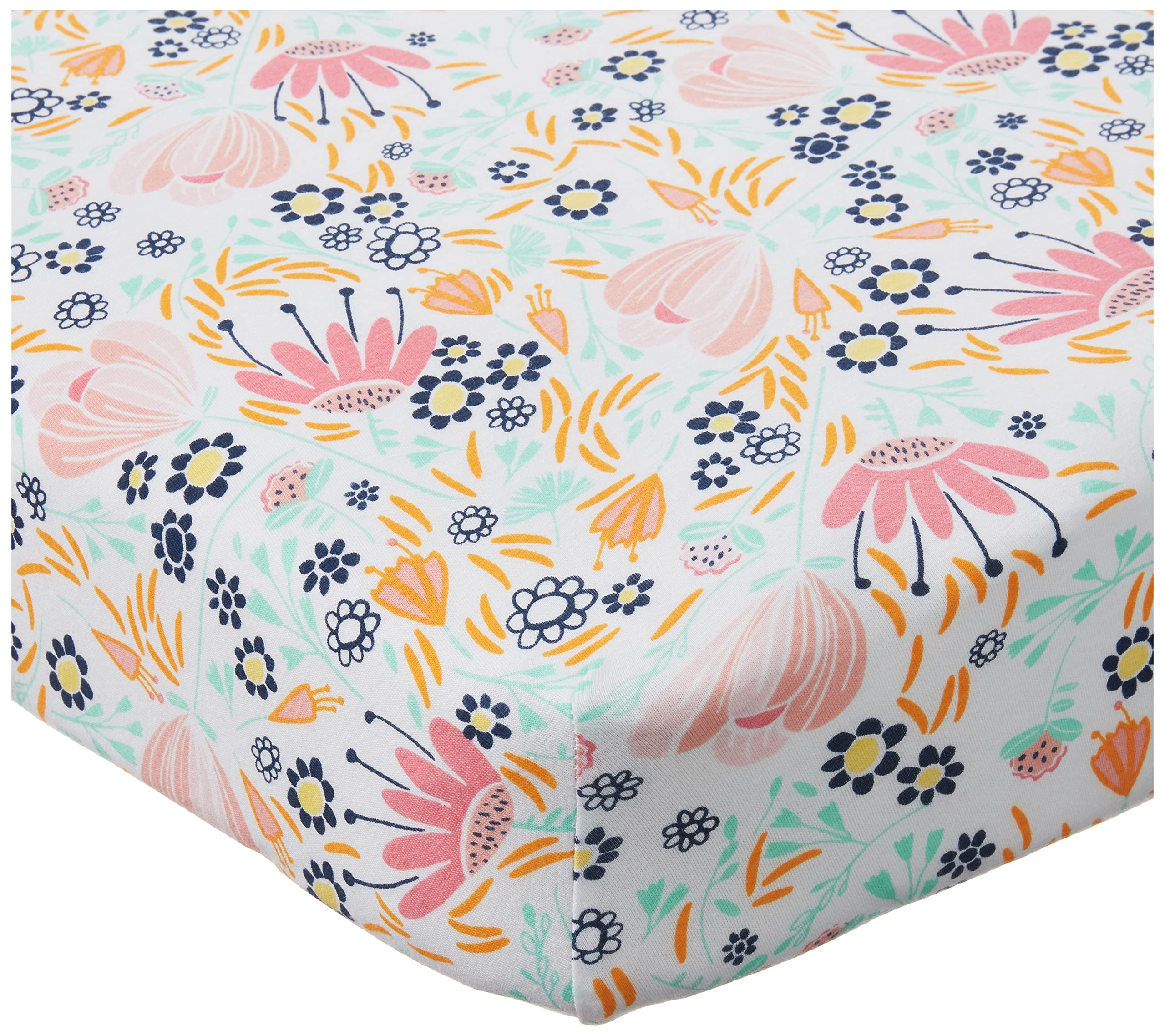 HonestBaby Organic Cotton Changing Pad Cover, Flower Power, One Size (D131E)