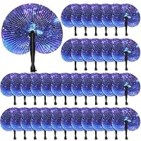 Taiyin 48 Pack Paper Hand Fans Decorative Folding Handheld Fans Party Supplies for Summer Holiday Wedding Birthday Baby Shower Party Decor Travel Camping Employee Gift DIY Crafts(Galaxy)