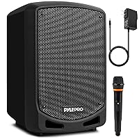 Pyle Bluetooth Karaoke PA Speaker - Indoor / Outdoor Portable Sound System with Wireless Mic, Audio Recording, Rechargeable Battery, USB / SD Reader, Stand Mount - for Party, Control - PSBT65A Black