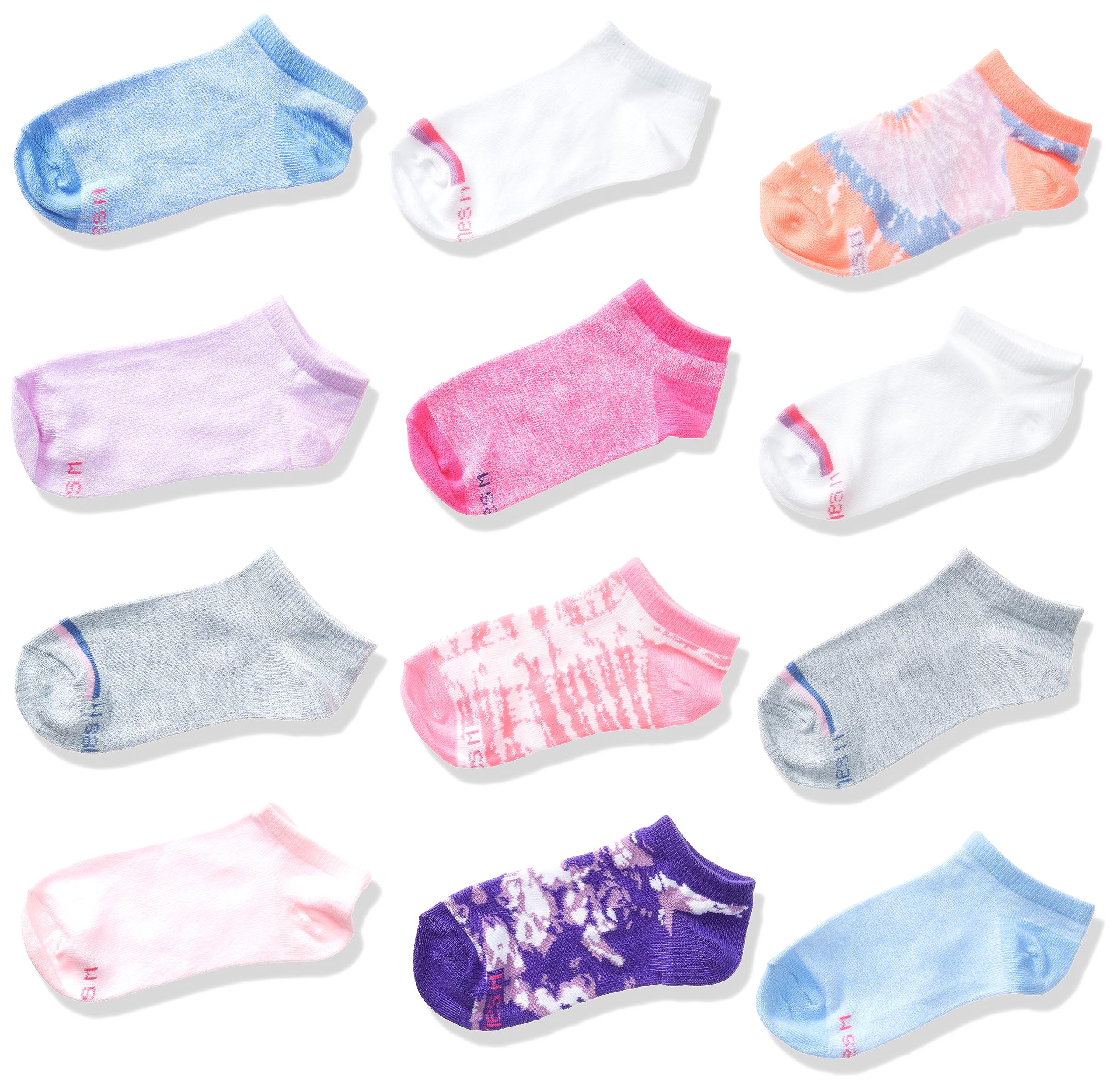 Hanes Girls, Ankle and No Show Fashion, Soft Socks, 12-Pack