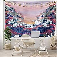Ambesonne Modern Tapestry, Colorful Fantasy Sea Waves Ocean Modern Fictional Nautical Magic Artsy Illustration, Wide Wall Hanging for Bedroom Living Room Dorm, 60