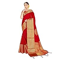 Elina fashion Sarees for Women Banarasi Art Silk Woven Sari - Indian Diwali Gift Festival Saree & Unstitched Blouse