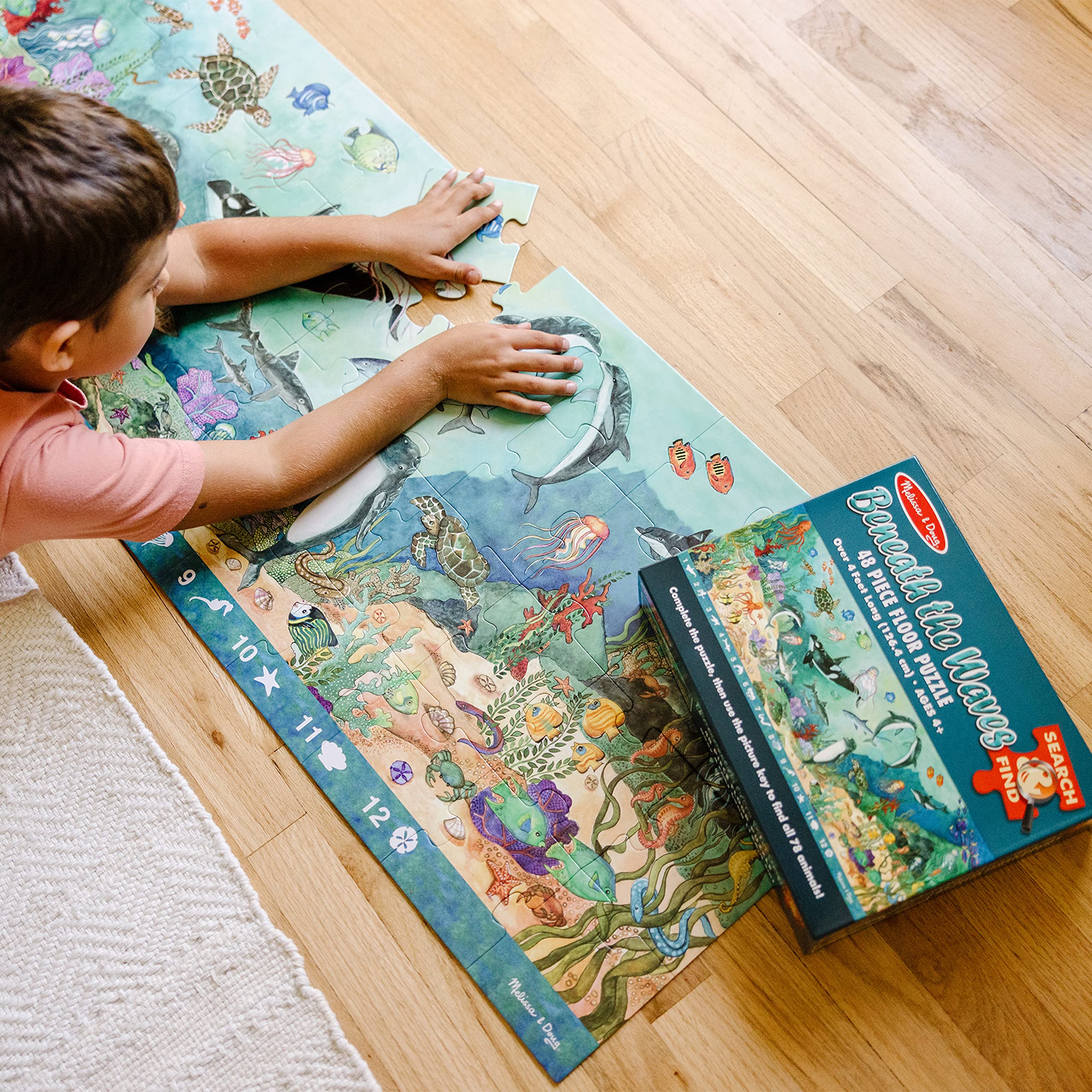 Melissa & Doug Search and Find Beneath the Waves Floor Puzzle (48 pcs, over 4 feet long),Multicolor