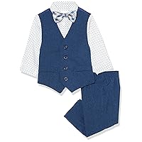 Baby Boys' 4-Piece Formal Set, Vest, Pants, Collared Dress Shirt, and Tie