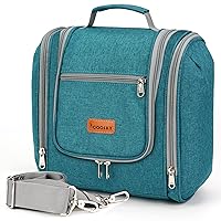 Hanging Travel Toiletry Bag for Women and Men, 6 Organizer Compartments, Extra Large Toiletries Bag, Bathroom Cosmetic Bag, Water-resistant Makeup Bag, Holds Full-Size Shampoo, Blue