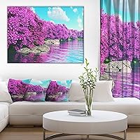 Beautiful Row of Cherry Blossoms Landscape Canvas Art Print