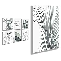 Botanical Greenery Floating Acrylic Art Set, 6 pieces 10x10, Damage Free Hanging Wall System