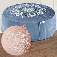 Hihealer Meditation Cushion - Comfortable Floor Pillow with Beautiful Velvet Cover，Traditional Tibetan Yoga Buckwheat Bolster Meditation Accessories Gifts for Adults, Women