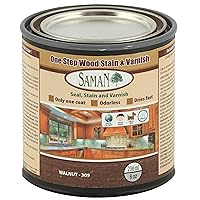 SamaN Interior One Step Wood Seal, Stain and Varnish – Oil Based Odorless Dye - Protection for Furniture and Fine Wood (Walnut SAM-309, 8 oz)