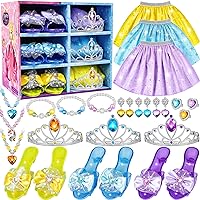Princess Jewelry Boutique Dress Up & Elegant Shoe, Role Play Fashion Accessories of Crowns, Skirts, Necklaces, Bracelets, Rings, Gift Toys for Age 3 4 5 6 Year Old Girls Kids Toddlers Party Favors