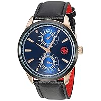 Red Men's Watch with Genuine Limited Edition Leather Strap