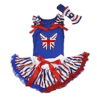 Queen's Day British Butterfly Royal Blue Top Stripe Baby Girl Skirt Set 3-12m