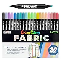 US Art Supply Super Markers - 20 Unique Pastel Dual-Tip Fabric & T-Shirt Markers With Chisel & Fine Tips - 20 Permanent Vibrant Colors