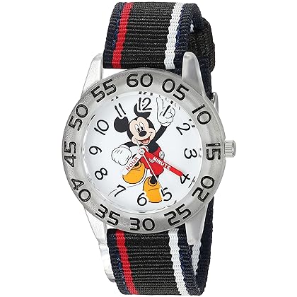 Disney Mickey Mouse Kids' Plastic Time Teacher Analog Quartz Nylon Strap Watch