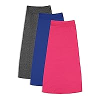 Free to Live 3 Pack Girls Maxi Skirt Kids Uniform Long Skirts for Teen 7-16 Years Old Size 7-8 -9, 10-12 -13, 14-16