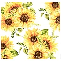 100 Floral Sunflower Cocktail Beverage Napkins Disposable Paper Spring Yellow Sunflowers Dessert Napkin for Spring Flower Wedding Holiday Birthday Party Bridal & Baby Shower Tableware Party Supplies