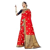 Sarees For Women Banarasi Art Silk Woven Saree || Ethnic Gift Indian Traditional Wedding Sari with Unstitched Blouse