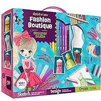 Pretty Me Fashion Design Studio - Sewing Kit for Kids - Designer Dress Girls Arts Crafts Kits Ages 6, 7, 8, 9, 10, 11, 12 Age - Sketch, Sew, Style - Kid Art Projects Gift - Girl Craft Activities Gifts