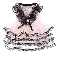 Dog Dress for Small Dogs or Cats Breathable and Soft Puppy Tutus Kitties Princess Lace Dress for The Masquerade Celebrate Birthday Party Anniversary (Pink,L)