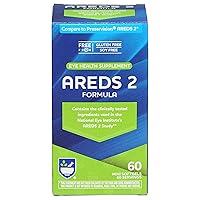 AREDS 2 Softgels - 60 Count, Macular Support for Eye and Vision Health, Contains Lutein, Vitamin C, Zeaxanthin, Zinc & Vitamin E, Gluten Free and Soy Free