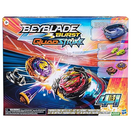 Beyblade Burst QuadStrike Thunder Edge Battle Set, Battle Game Set with Beystadium, 2 Spinning Top Toys, and 2 Launchers for Ages 8 and Up