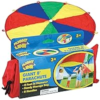 Kids 10-Foot Play Parachute Toy for Boys and Girls with 12 Handles for Team Group Cooperative Games, Ages 3 (8-Foot)