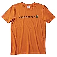 Carhartt Boys' Knit Short Sleeve Crewneck Logo T-Shirt, Orange, X-Large (18/20)