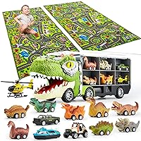 JOYIN 13 in 1 Dinosaur Truck and 2 Pack Playmat City Life Carpet Playmat for Kids Age 3+