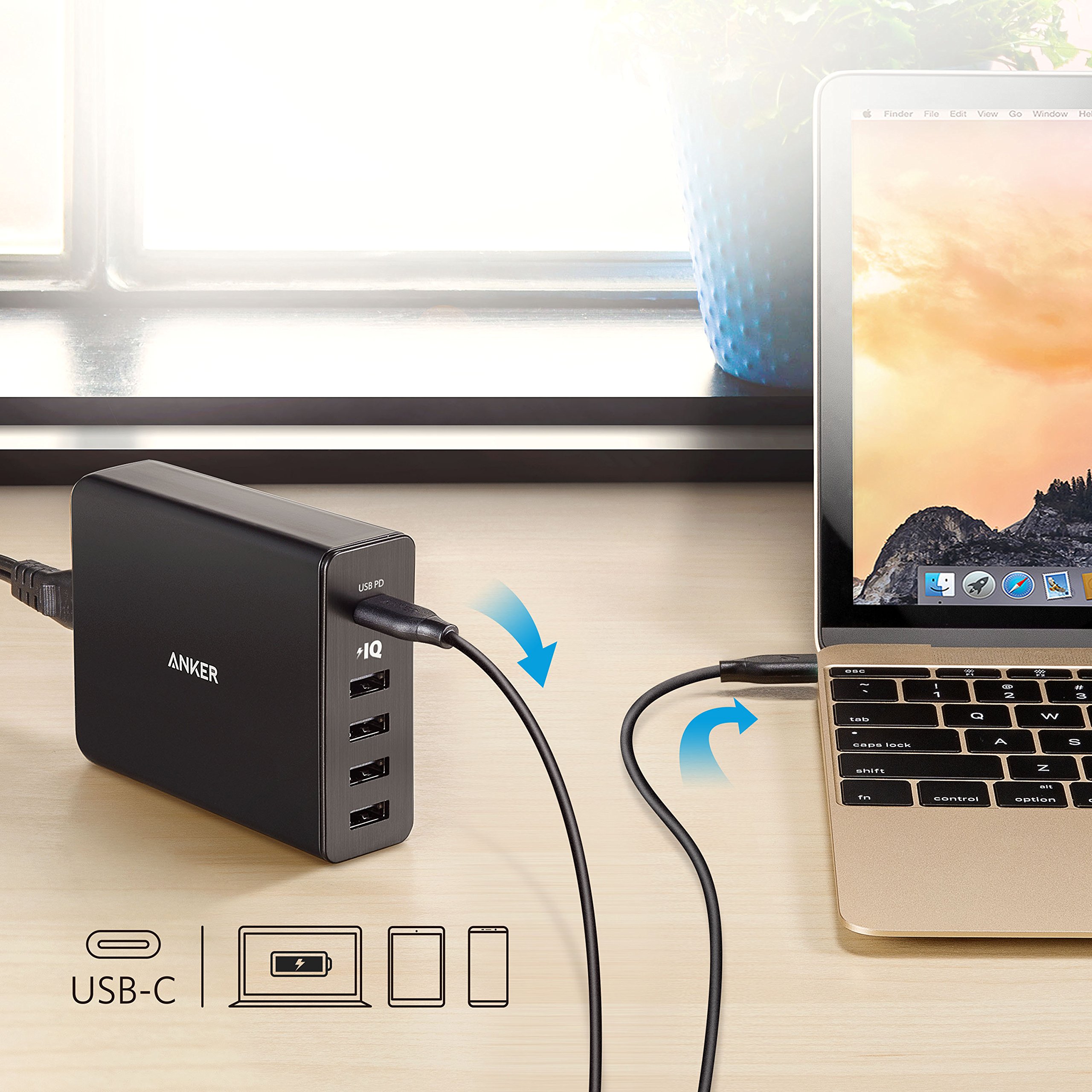 XINKSD Quick Charge 3.0 60W 6-Port USB Wall Charger, PowerPort+ 6 for Galaxy S9/S8/S7/S6/Edge/Plus, Note 5/4 and PowerIQ for iPhone XR/X/8/7/6s/Plus, iPad Pro, LG, Nexus, HTC and More (Black)