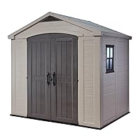Keter Factor 8x6 Large Resin Outdoor Storage Shed for Patio Furniture, Lawn Mower, Garden Accessories Yard Tools, and Pool Toys, Taupe