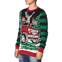 Ugly Christmas Sweater Company Men's Assorted Light-Up Xmas Crew Neck Sweaters with Multi-Colored LED Flashing Lights, Black This is How We Roll, Large