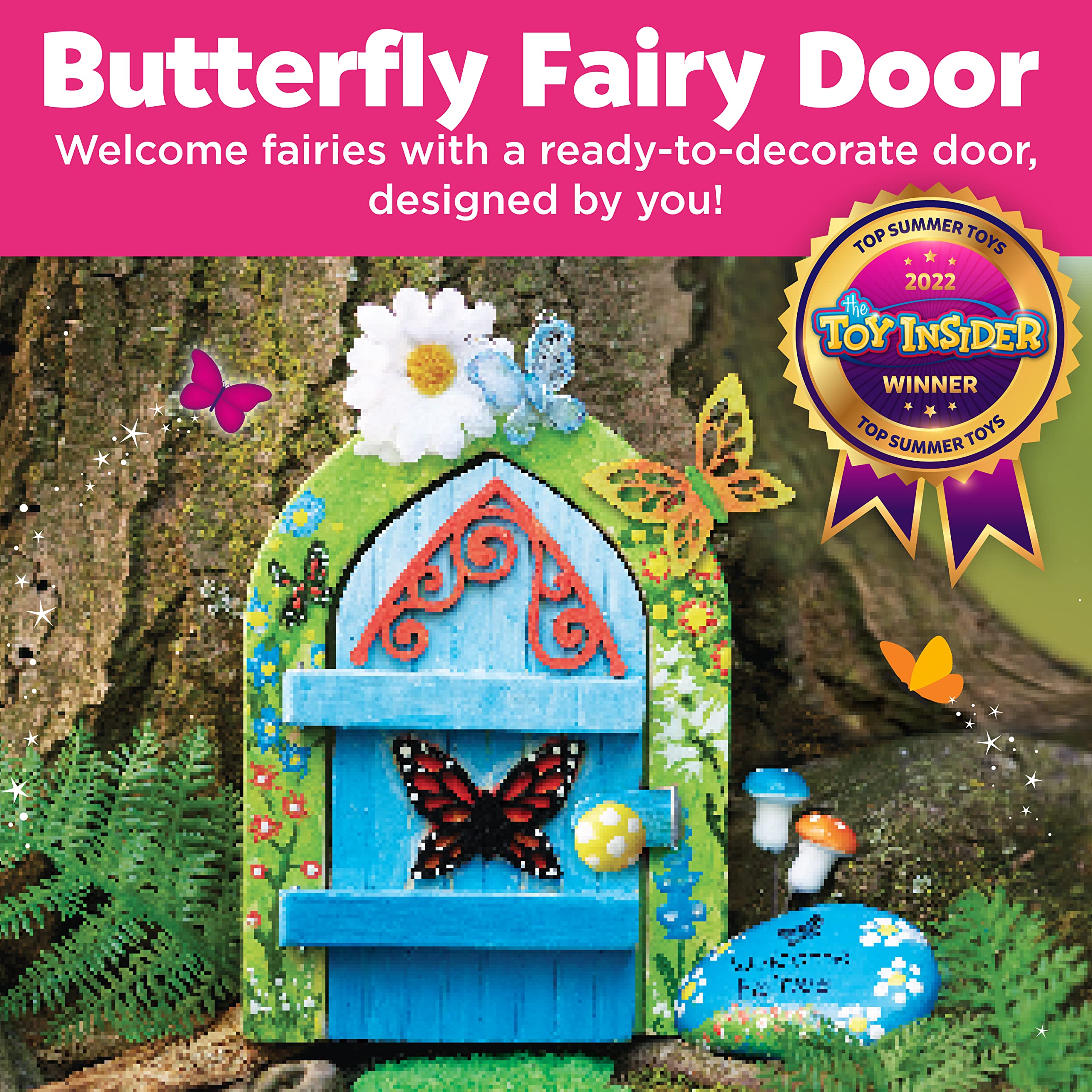 Creativity for Kids Butterfly Fairy Door Kit - Painting Arts and Crafts for Kids, Creative Gifts for Girls and Boys Age 6-7+ Yellow