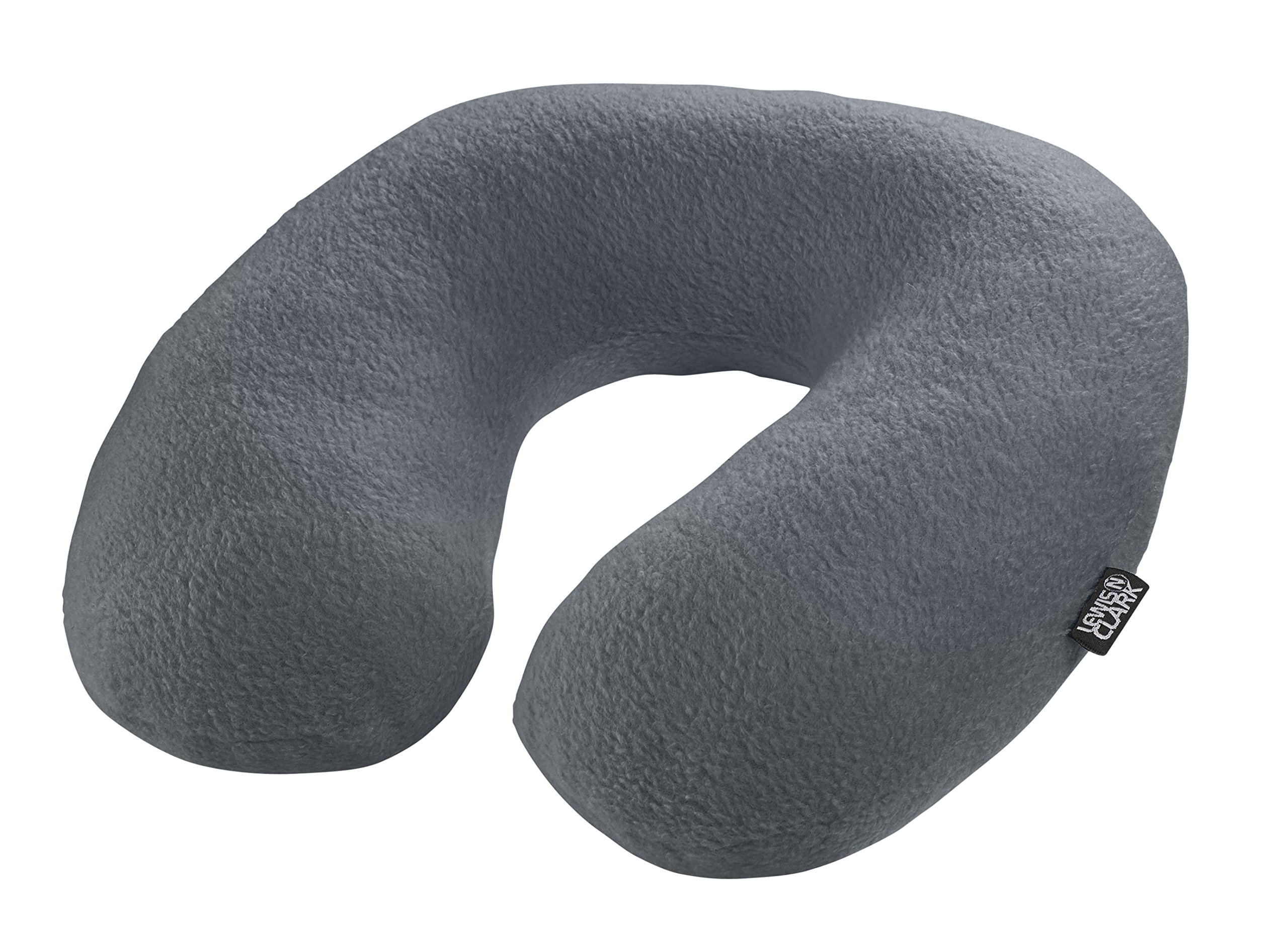 Lewis N. Clark Comfort Neck Travel Pillow: Airplane Pillow and Cervical Neck Pillow for Kids + Adults, Contour Pillow with Neck Support - Gray