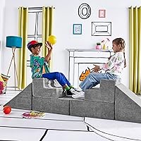 Kids and Toddler Play Gym, Playroom Couch Set, Durable Modular Design, Mountain Gray