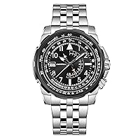 JIANDUN Men's Fashion Luxury GMT All 316L Stainless Steel Watches for Men Business Date Chronograph Analogue Swiss Quartz Wrist Watches