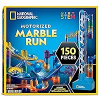 National Geographic Marble Run with Motorized Elevator - 150-Piece Marble Maze Kit with Motorized Spiral Lift, 30 Marbles, Storage Bag & More, Perpetual Motion Machine, Marble Game, Kids Physics Toys