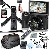 Canon PowerShot G7 X Mark III Digital Camera + 64GB Extreem Speed Memory, HG-100 Stabilizong Grip W/BR-E1 Remote, Case, and More (Vlogging Bundle) (Renewed)