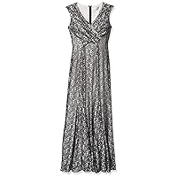 TAHARI Women's Stretch Lace Two Tone Gown