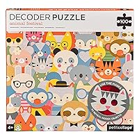 Petit Collage Animal Festival Decoder Children’s Puzzle, 100-Pieces – Jigsaw Puzzle for Kids – Includes Glasses to Uncover Hidden Objects – Animal Puzzle for Ages 4+, Makes a Great Gift Idea
