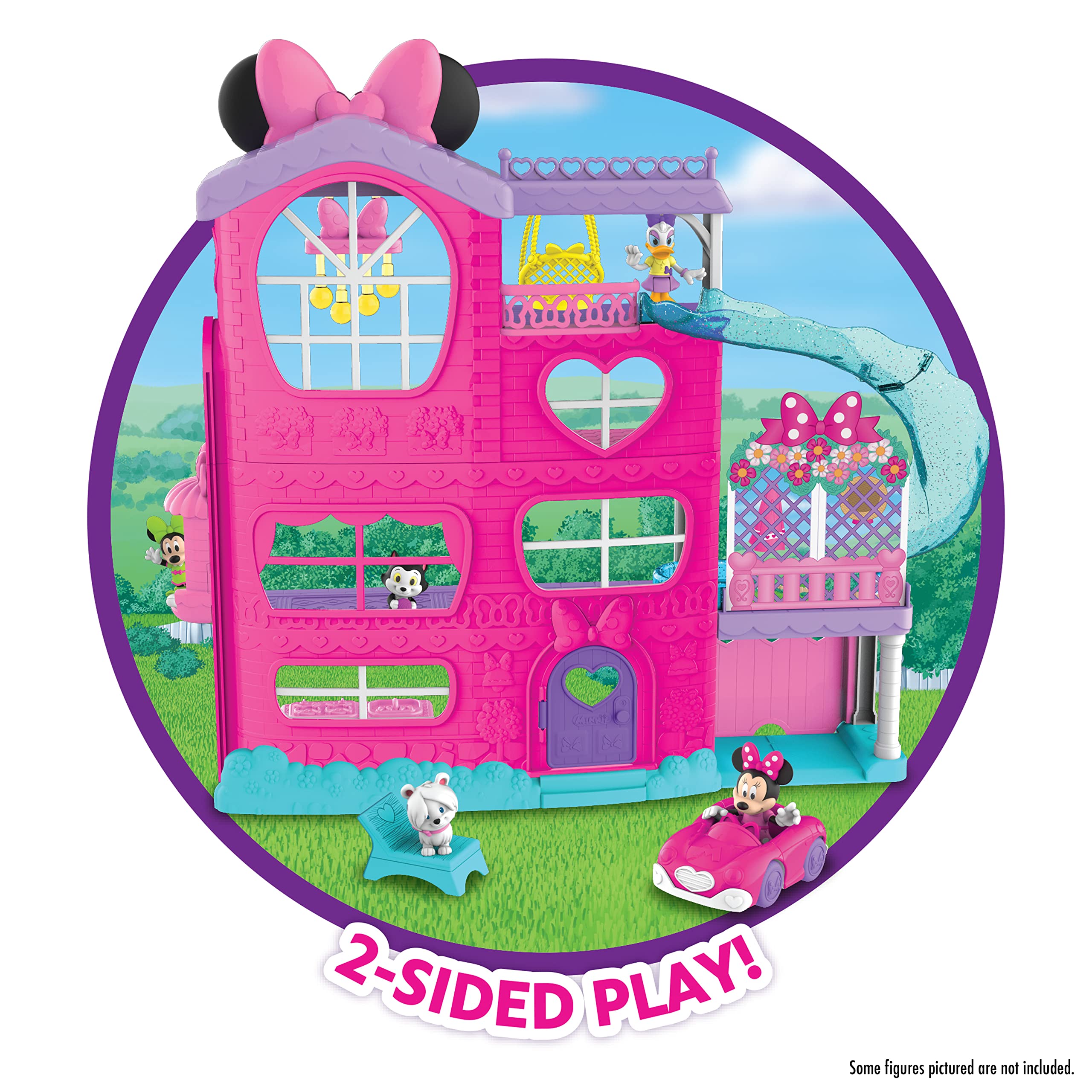 Disney Junior Minnie Mouse Ultimate Mansion 22-inch Playset with Bonus Figures, 23-piece Toy Figures and Playset, Kids Toys for Ages 3 Up, Amazon Exclusive