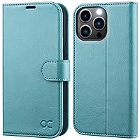 OCASE Compatible with iPhone 13 Pro Wallet Case, PU Leather Flip Case with Card Holders RFID Blocking Stand [Shockproof TPU Inner Shell] Phone Cover 6.1 Inch 2021 (Mint Green)